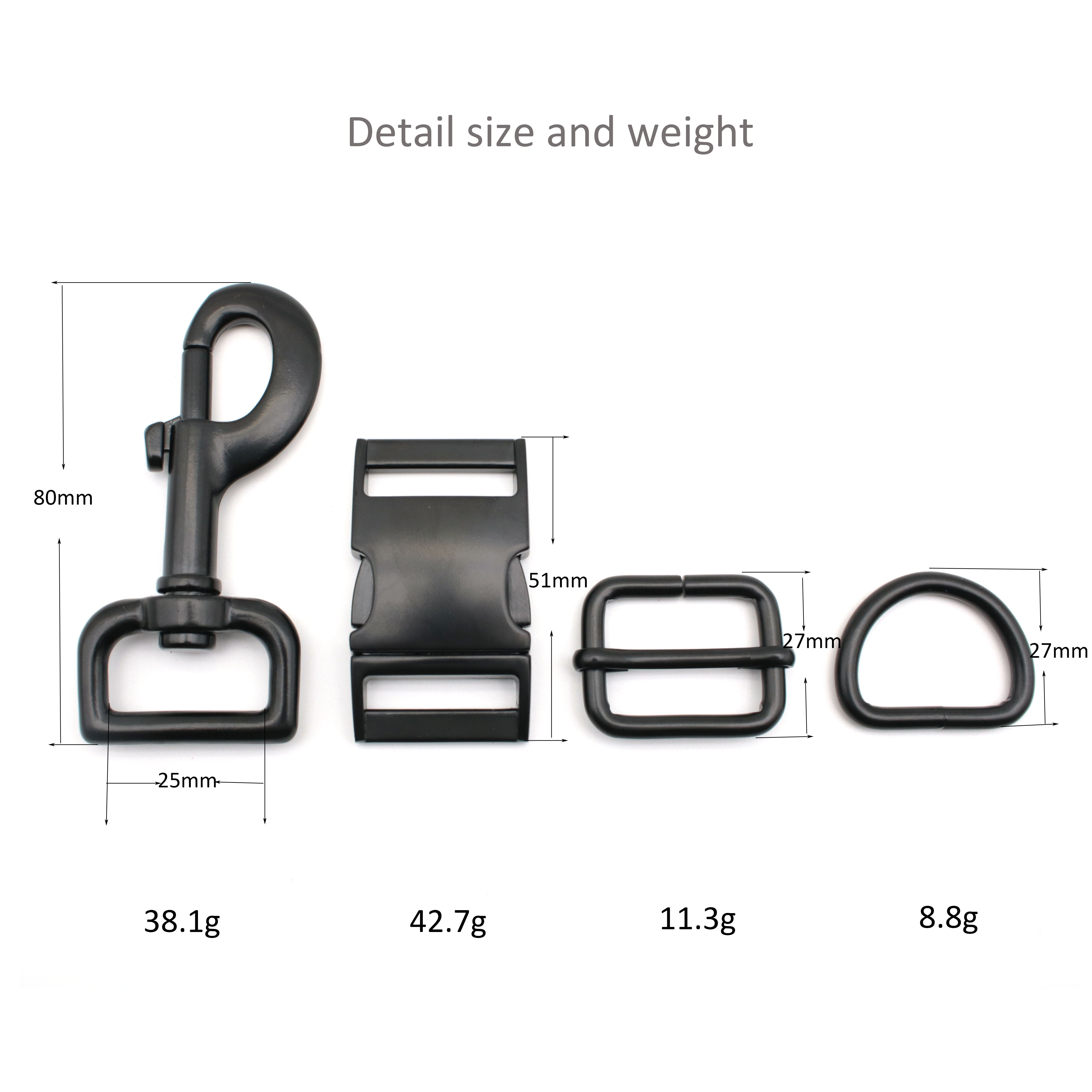 DDP In Stock High Quality 25mm Matt Black Trigger Swivel Snap Hook Quick Release Metal Buckle 25mm Dog Collar Hardware Metal