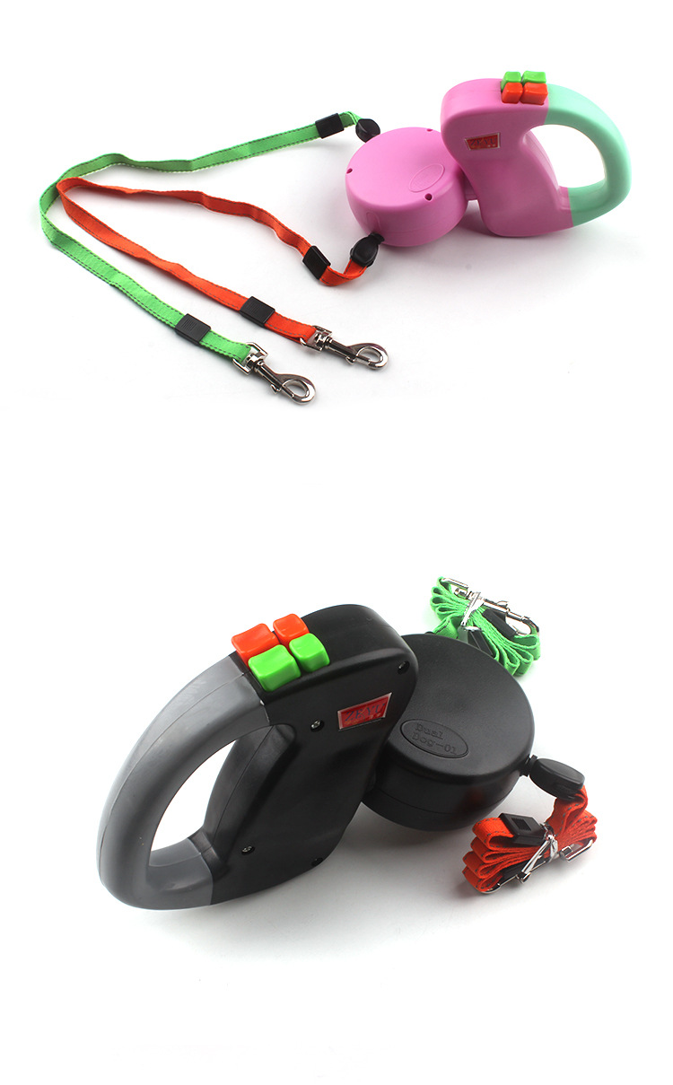 Automatic Telescopic Traction Rope One Pulling Two Heads Creative Dog Walking Rope Dog Chain Manufacturer Direct Sales Pet Leash