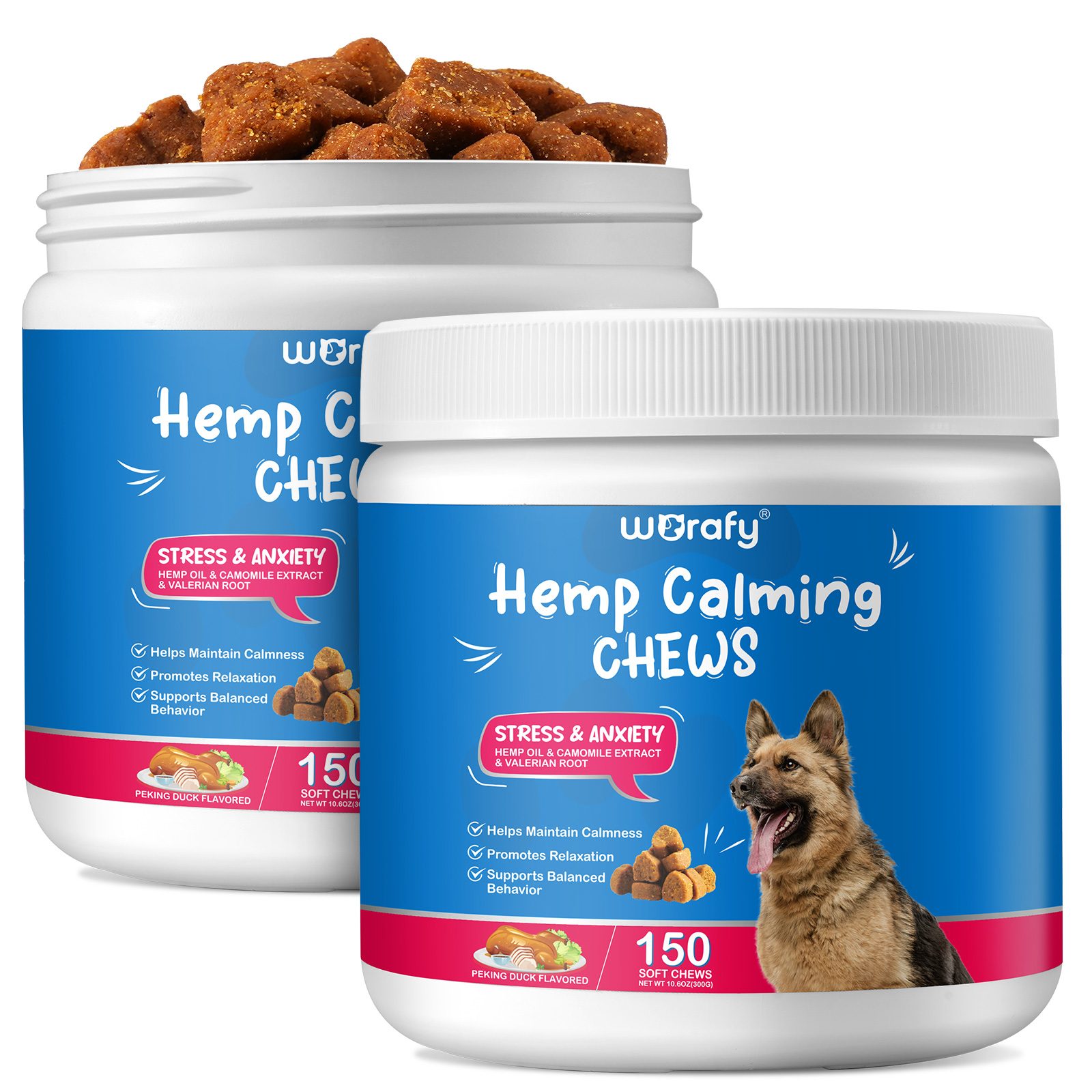 WORAFY pet chews treats pet calming supplement,custom organic dog calming treats pet snacks,hemp calming treats for dogs
