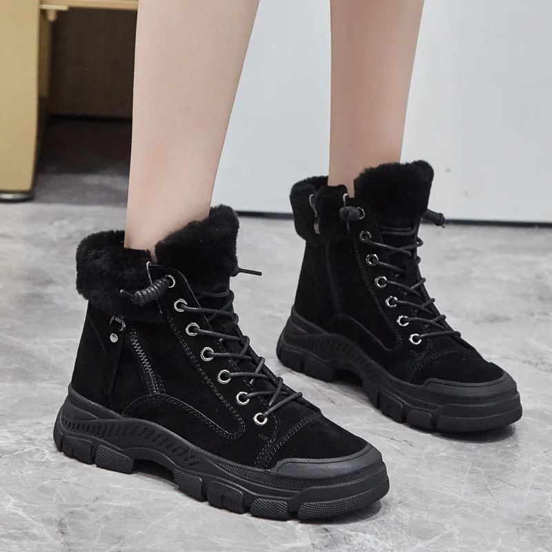 GKTINOO 2024 Winter Shoes Women Snow Boots Thick Sole Warm Plush Winter Shoes Genuine Leather Suede Women Ankle Boots Sneakers 241126
