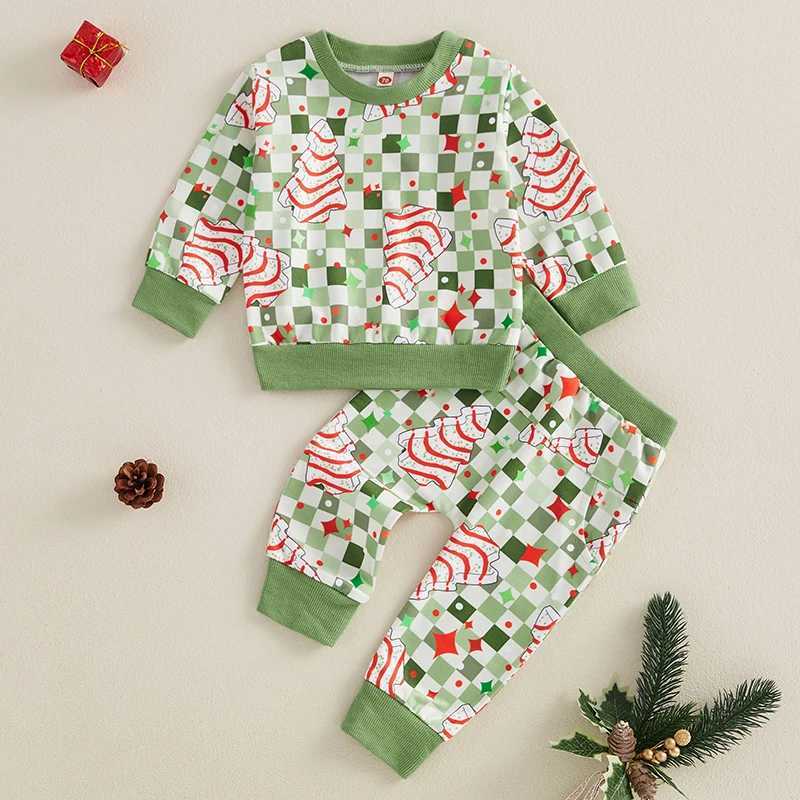 Clothing Sets Toddler 2-Piece Holiday Set with Festive Reindeer Print Sweatshirt and Matching Pants - Christmas Winter Outfit for Baby H241126