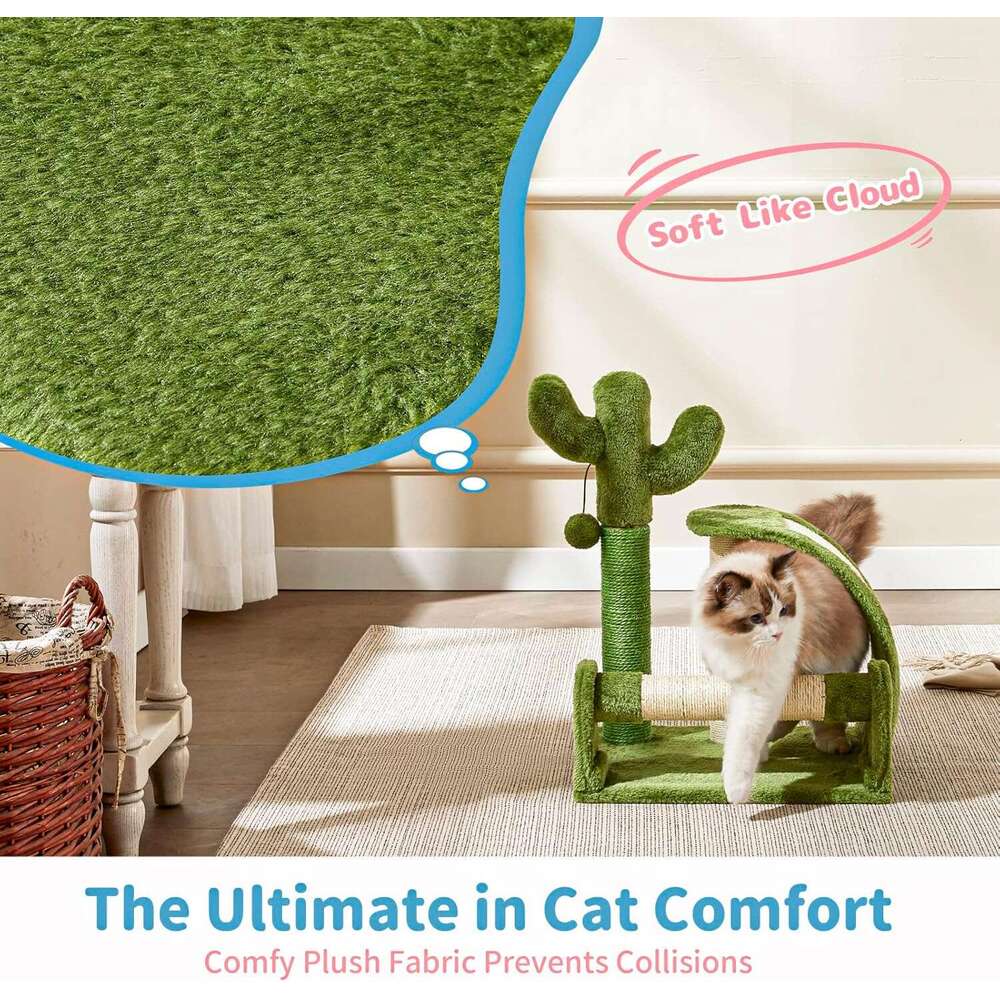 Made4Pets Cat Scratching Post, Cactus Scratcher Tree for Indoor, Adult Kitten Scratch Pad, Natural Sisal Ropes, Cute Kitty Nail File Vertical Scratche