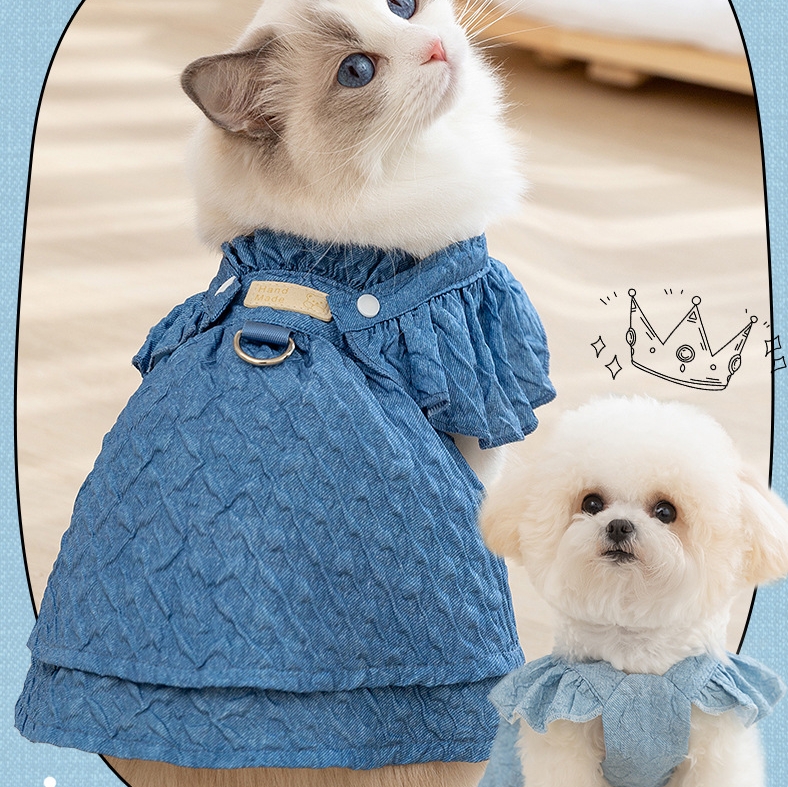 Pet dog and cat clothes retro fresh denim