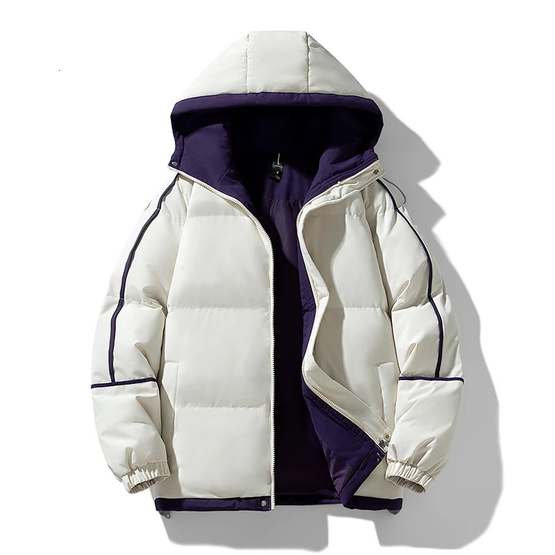 Puffer jacket mens thick warm winter jacket mens solid Parkas unisex hooded jacket fashionable casual couple clothing top 241121