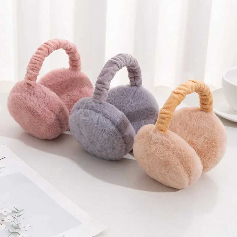 Hot selling Winter Plush Earmuffs for Womens Kids Outdoor Thicken Warm Cold Proof Soft Fluffy Cute Faux Fur Folding EarflXJ241126