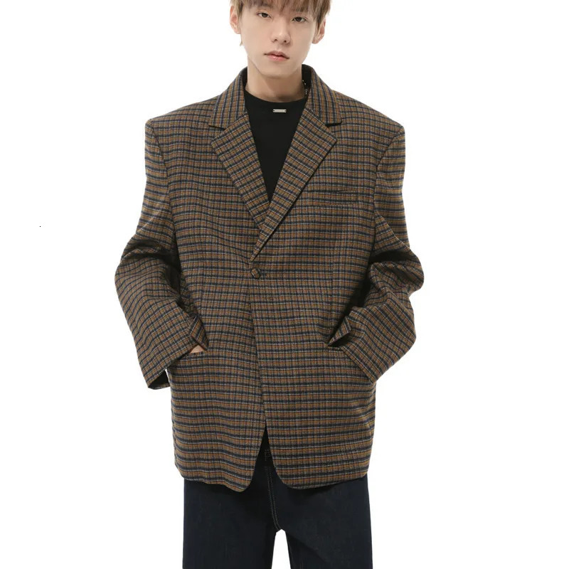LEVIORTIN British style mens jacket retro double chest plain weave casual autumn loose mens jacket trend 241126