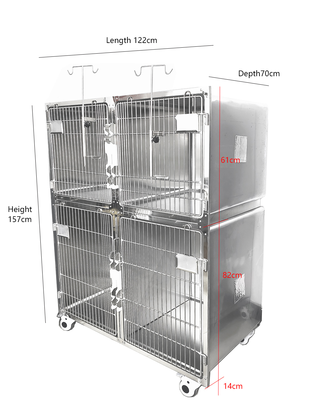 4 door stainless steel Full-rounded corner cage for animal clinic or hospital dog and pet boarding