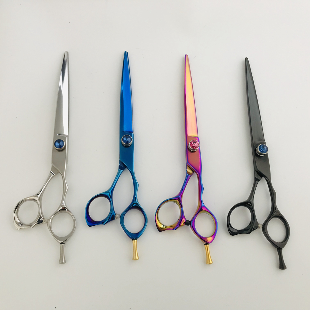 AK110 7.5 inch black blue pink purple rainbow pet grooming scissors shears dogs cats barber salon sets kits titanium titan