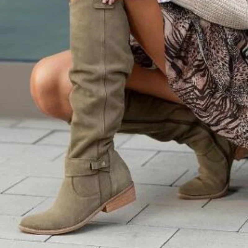Selling Retro Women Boot Large Size43 Suede High Women Boot Winter Boot Women High Heel Allmach Knee Length Boot Botas Mujer 241114