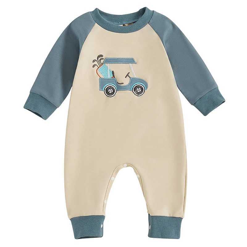 Clothing Sets Newborn Baby Boy Autumn Romper Golf Cart Embroidery Long Sleeve Crew Neck Full Length Jumpsuit Casual Toddlers Clothes H241126