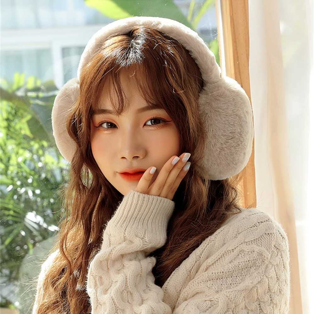 Foldable Plush Earmuffs Women Winter Warm Earfls Unisex Portable Ear Headphone Outdoor Fashion Solid Color Frostproof EarcoverXJ241126