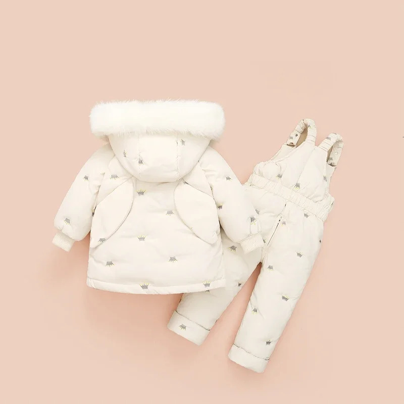 Childrens Winter Clothing Set Down Jacket for Girls Kids Snowsuit Parkas Outerwear Overalls Suit Baby Girl Coat Jumpsuit 2Pcs 241126