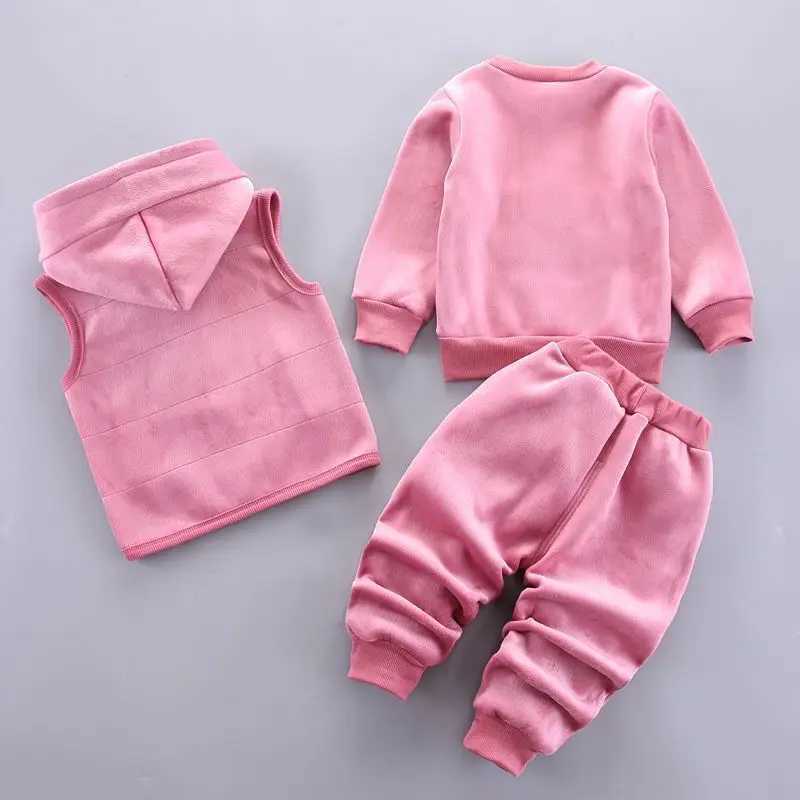 Clothing Sets Baby Boys Clothes Sets Autumn Winter Thick Fleece Astronaut Hooded Vest Coat Pants 3Pcs for Kids Casual Outfits Girls Warm Suit H241126