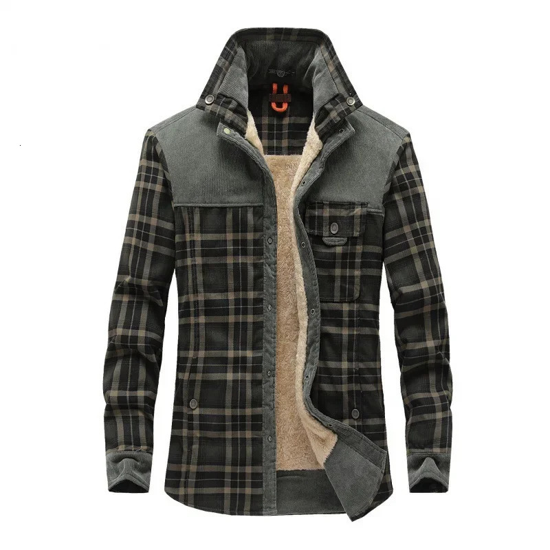 mens winter shirt mens thick checkered shirt high-quality mens warm jacket mens sports shirt mens outdoor plush warm shirt 241126