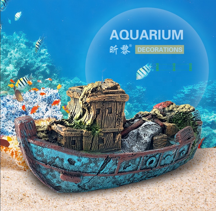 Aquarium decoration small size resin boat ship fish tank ornament decor