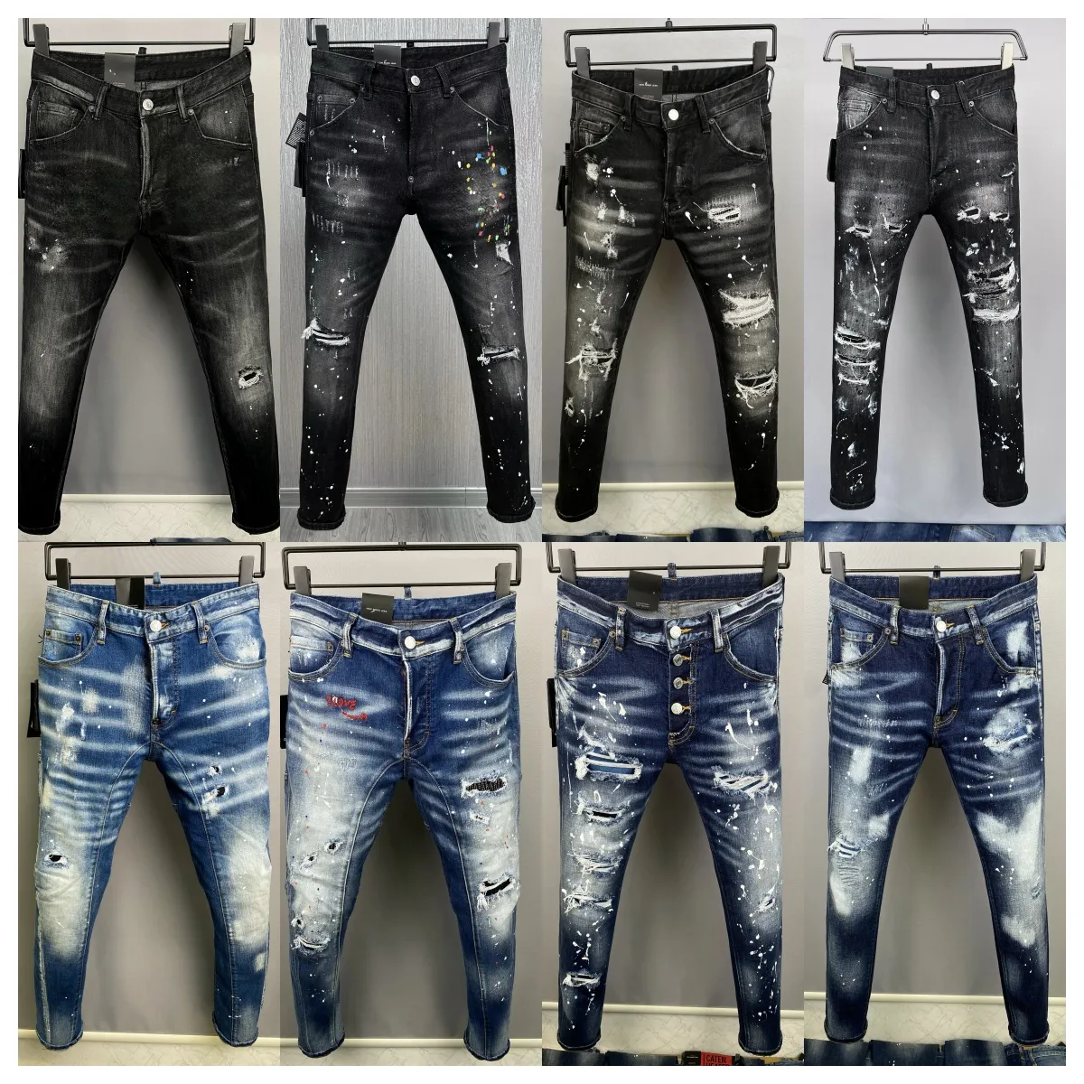 mens jeans fashion Distressed Italy brand jeans Ripped designer Jeans Slim Fit Motorcycle Denim For Men s Top Quality Fashion jean Mans pants