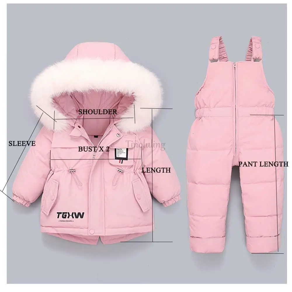 Toddler Baby Girls Clothing Sets Winter Snowsuits for 0-3Years Baby Warm Down Jackets Thick Fur Hooded Coats with Jumpsuits Suit 241126