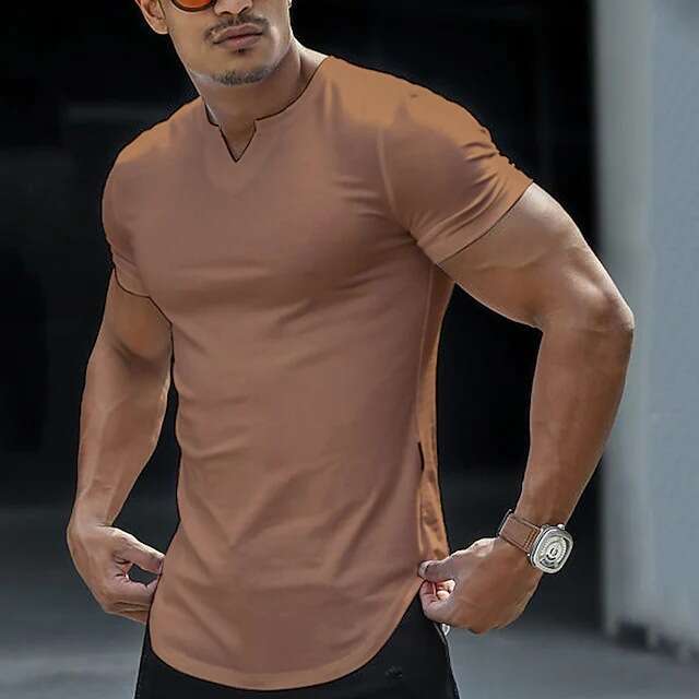 European And American Spring/Summer New V-Neck Men's Casual T-Shirt Top B2