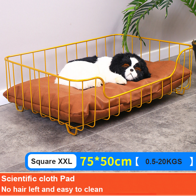 Solid wrought iron pet beds frame design with soft scientific cloth pad easy to clean