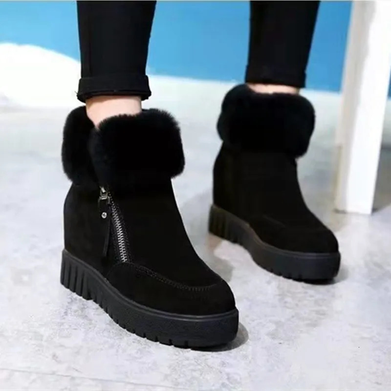 Winter Waterproof Plush Fur Ankle Boots Women Fur Zipper Warm Snow Boots Non-slip Cotton Boots for Women Bota Feminina 241114