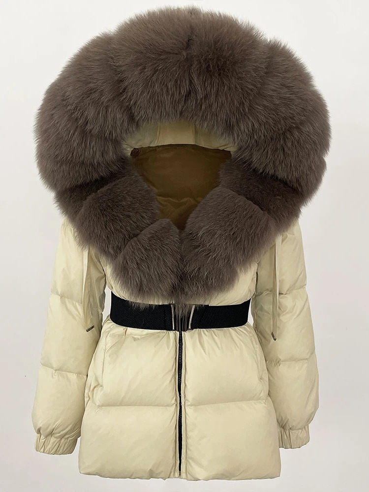 OFTBUY 2024 Thick Warm 90% White Duck Down Jacket Winter Jacket Womens Real Natural Fox Fur Collar Hooded Womens Casual 241125