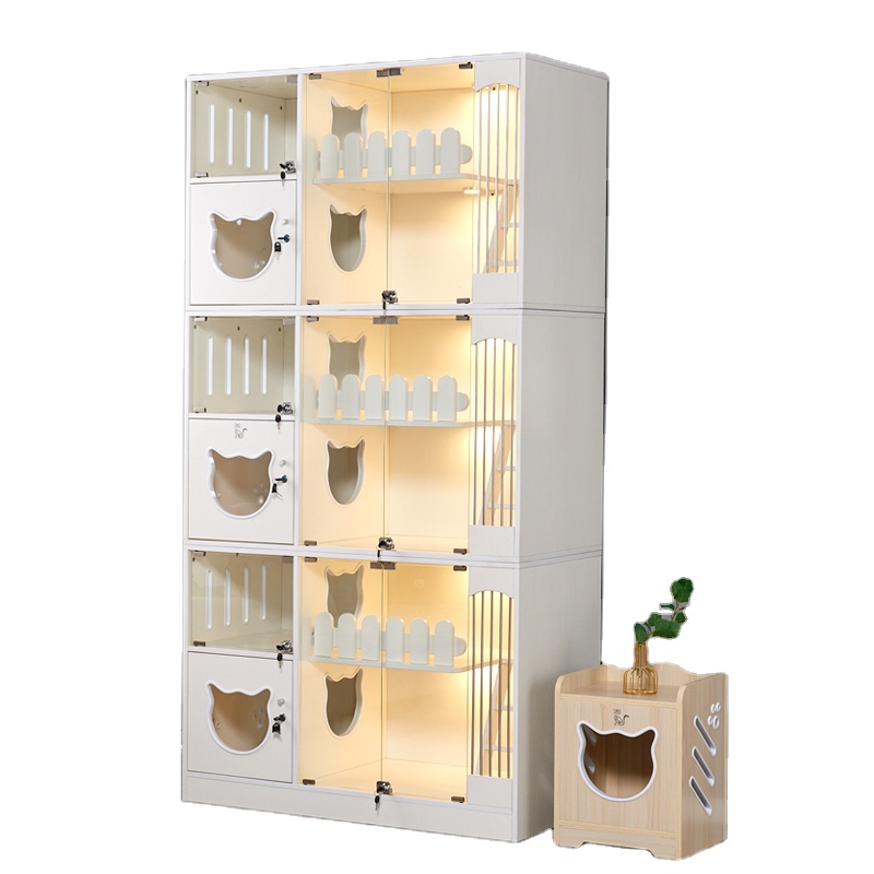 Cat Villa Animal Veterinary Supply Small dog hotel Cat hotel Wooden Material Cat Cage Display Cage