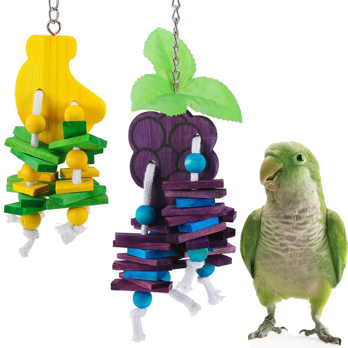 Colorful Hanging Wood Pet Bird Parrot Chew Bite Toy For Medium and small bird parrot