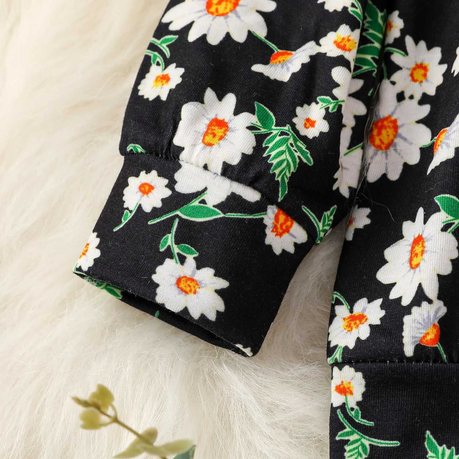 Clothing Sets 2024 New Fashion Baby girl Fall Daisy Sweatshirt +Pant With All Over Print 2Pcs Pastorale Pantsuit H241126