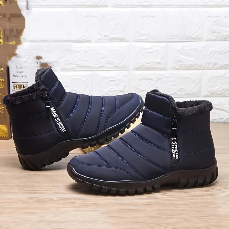 Mens waterproof warm cotton zipper snow collar boots winter warm and smooth thick plush boots waterproof snow boots 241126