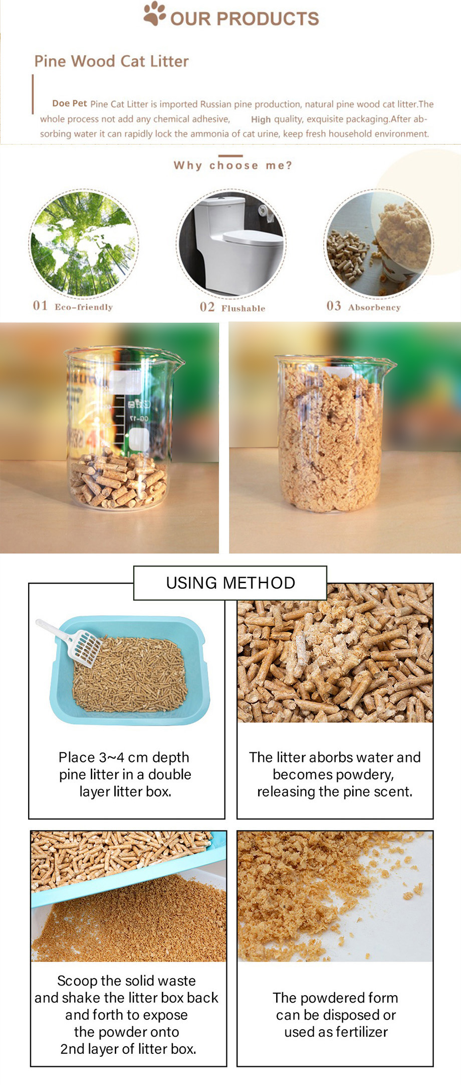 Easy Cleaning Activated Carbon pine wood pellet Cat Litter for cat litter box With Factory Direct Sale Price