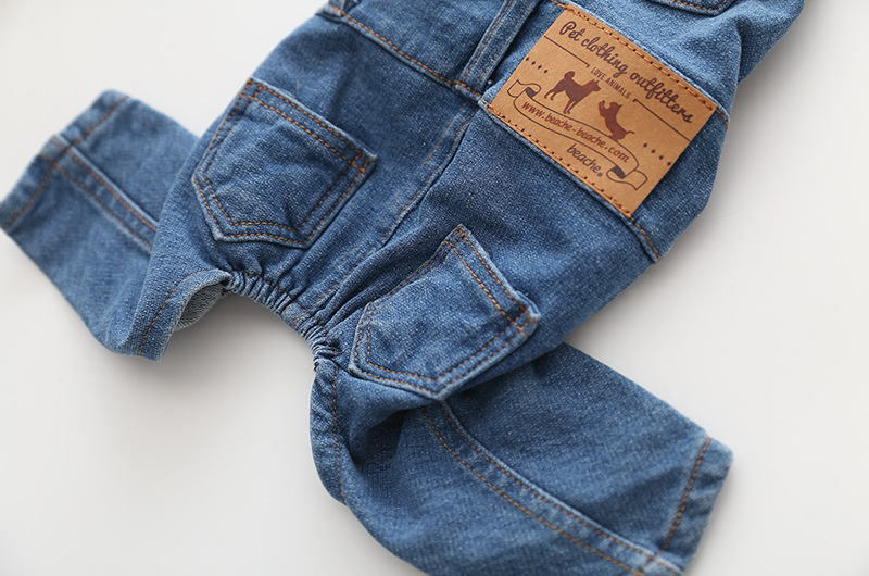 Wholesale Luxury Design Pet Apparel Four-Legged Cloth Washed Denim Comfortable Stretch Jeans Pet Dog Clothes Jumpsuits