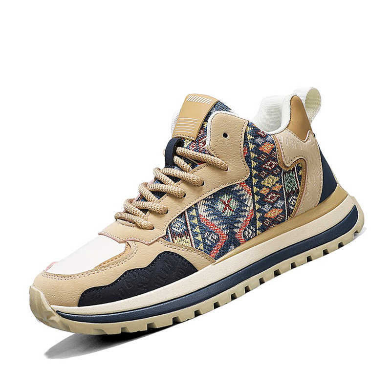 High Quality National style printed embroidered board shoes for autumn and winter new comfortable fabric surface height increasing thick sole versatil