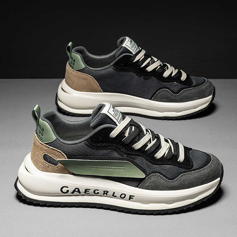 High Quality Cold sticky mens shoes spring new ultra fiber leather surface fashionable Forrest Gump shoes thick sole height increasing low top two ton