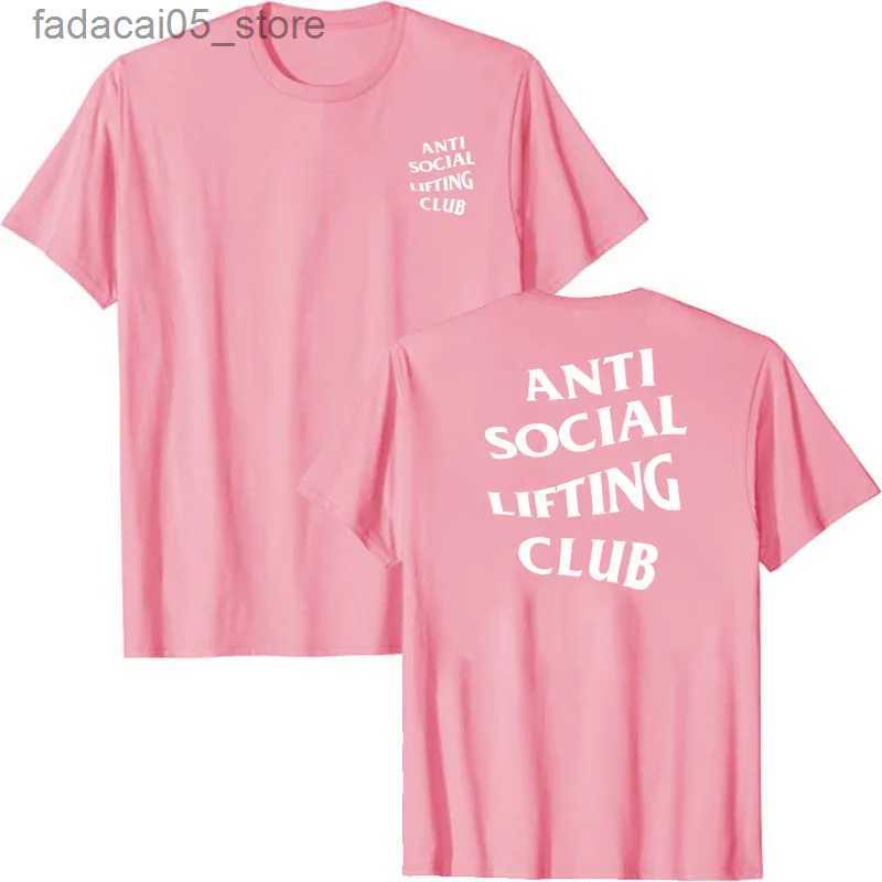 Men's T-Shirts Anti social promotion club T-shirt sports fitness letter printing Sayings graphic top basic short sleeved Q240425