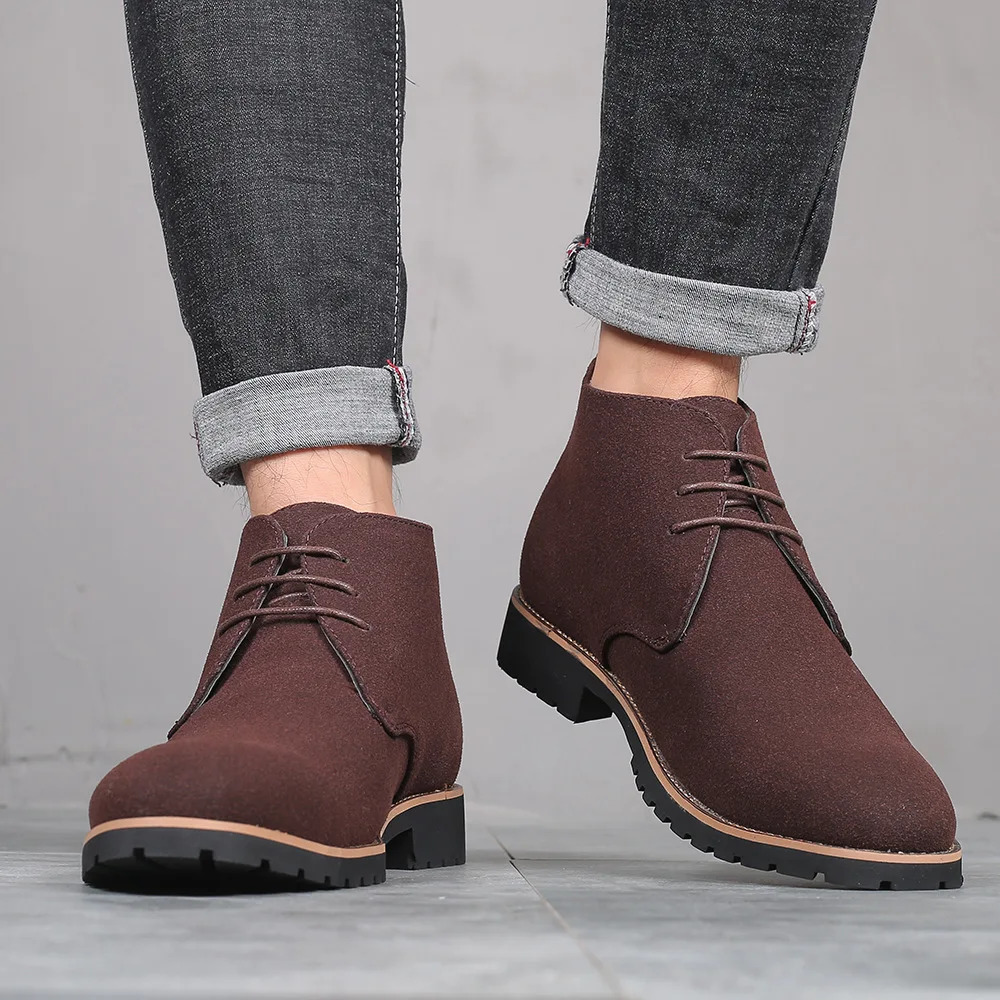 Fashion Men Classic Suede Leather Chelsea Chukka Boots for Man Ankle Casual British Style Short Boot High-Top Shoes Winter 241114