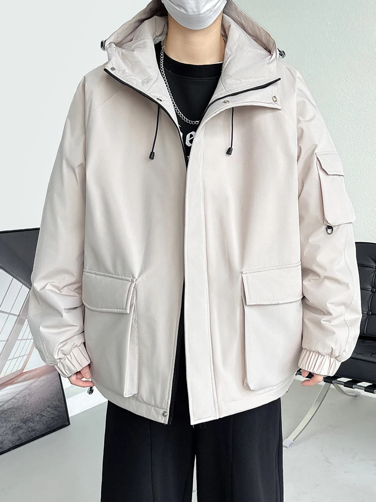 winter jacket mens wool lining thick warm Parka jacket hooded windproof machine Korean casual jacket Plus size 8XL 241121