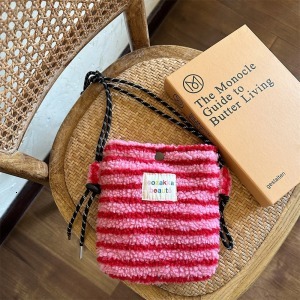 2025S Designer Internet Celebrity Plush Women Rainbow Wave Point Cute Small Pink Single Shoulder Crossbody Shopping Portable Storage Bag