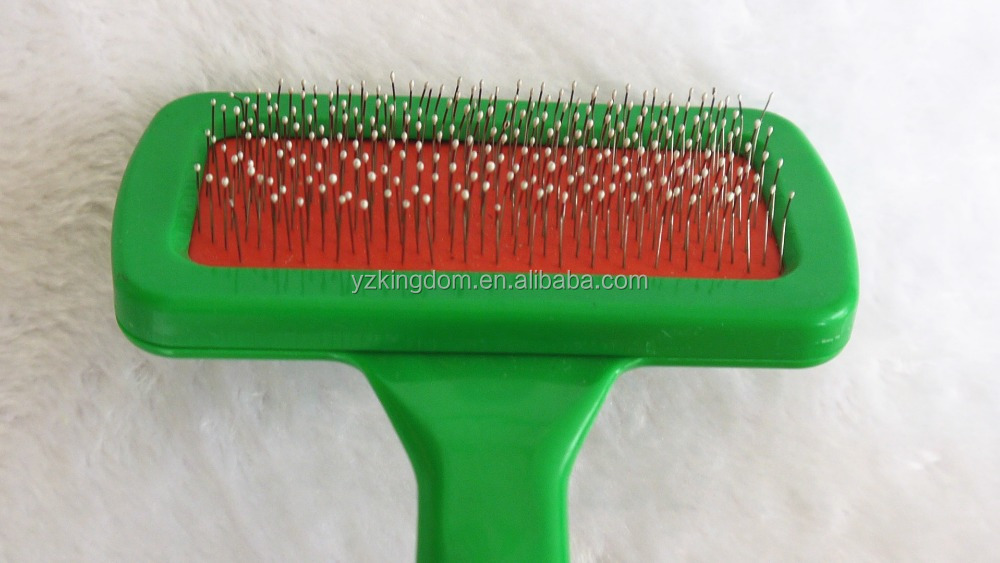 Hot selling pet supply Green and red pet animal cat dog puppy poodle hair fur slicker comb brush