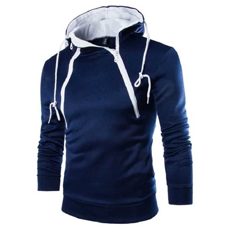 Mens Hoodie Long Sleeve Mens Sportswear Zipper Hoodie Collar Mens Sportswear Top Coat Black Sportswear W250110