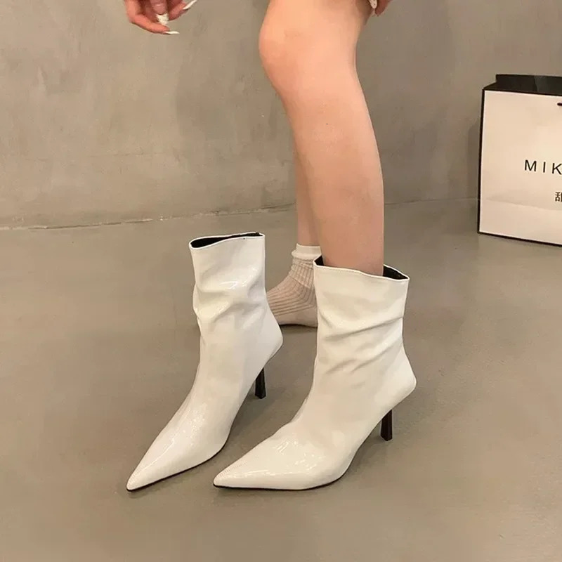 Women High Heel Ankle Boots Sexy Stilettos Shoes Woman Pointed Toe er Autumn Trend Elegant Leather Pumps Botas Mujer 241126