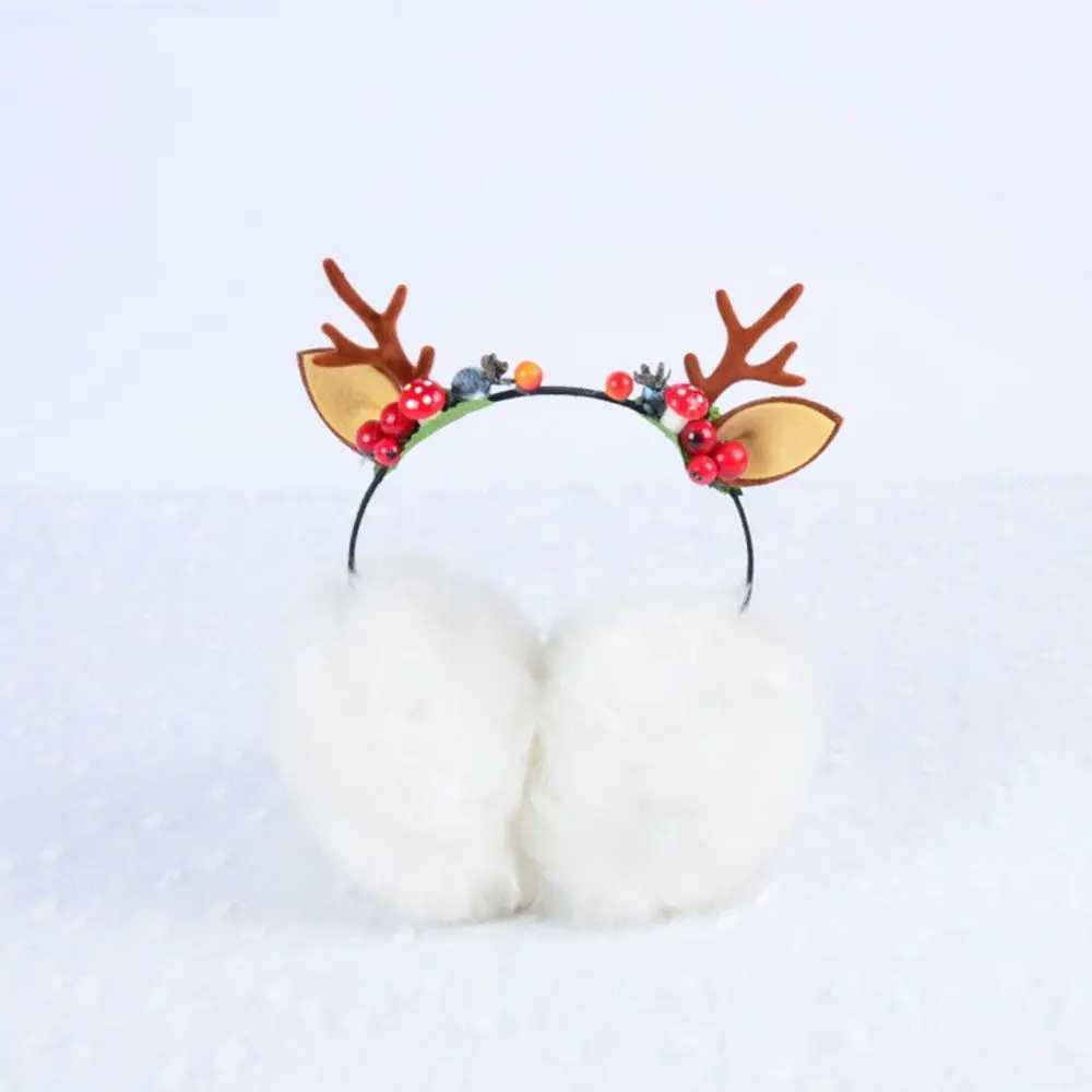 Elk Earmuff Christmas Antlers Berry Earmuff Cold Protection Woman Ear Cover Plush Earmuffs Winter Warm Earfl GiftsXJ241126