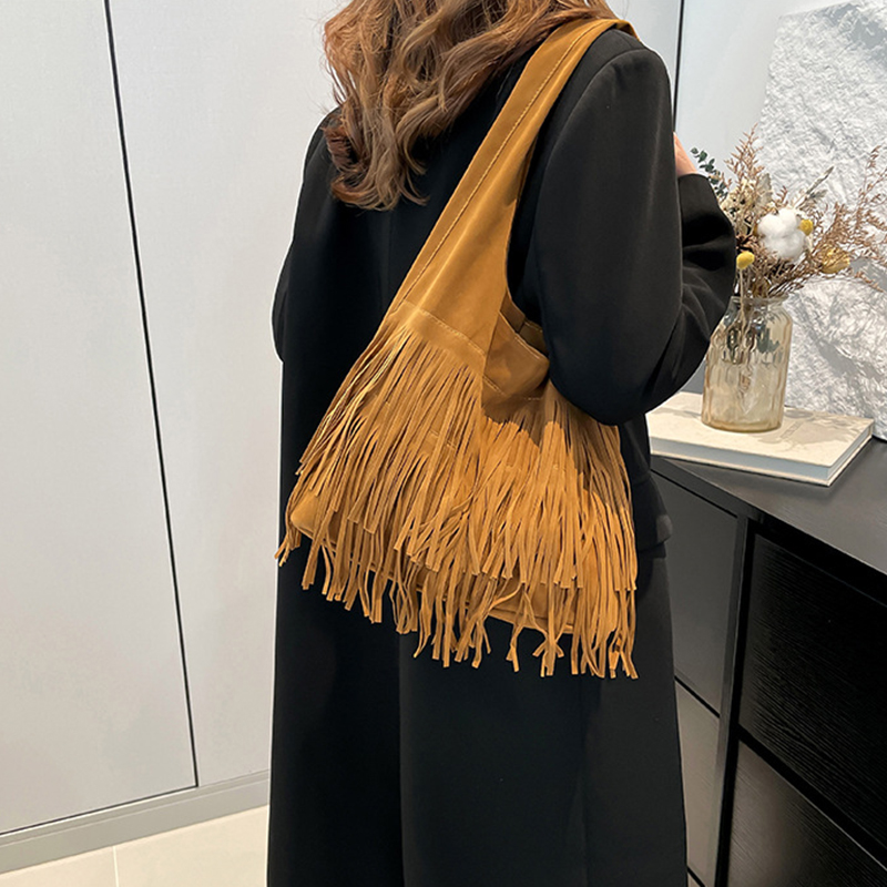 Women Tote Shoulder Bags Fringe Western Bags Boho Shoulder Bag Tassel Tote Bag Fashion Tote Women Winter Large Capacity