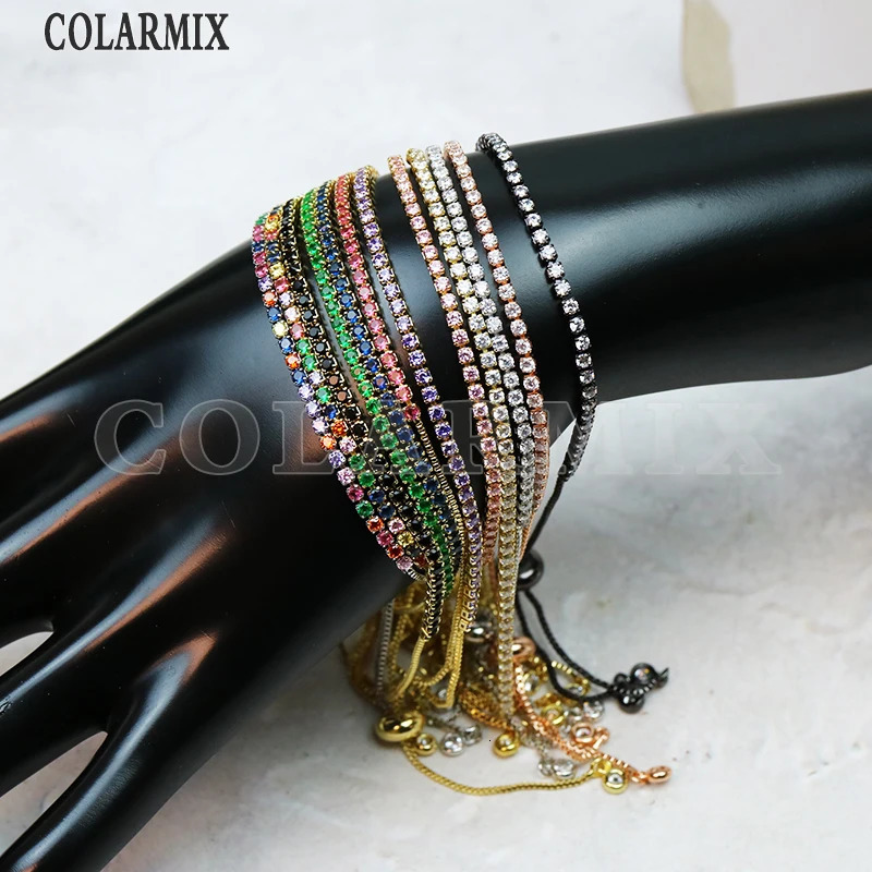 10 ultra-thin colored zircon tennis bracelets zirconia crystal womens bracelets summer jewelry accessories 40083 241126