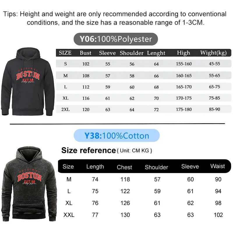 America Original Boston City Letter Print Men Hoodie Fur-liner Pullover Black Loose Fleece Hoodies Man Hoody Casual Clothing W241213