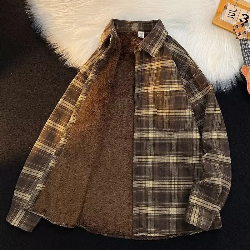 High end wool plain weave mens autumn/winter casual trend long sleeved shirt underwear 241126