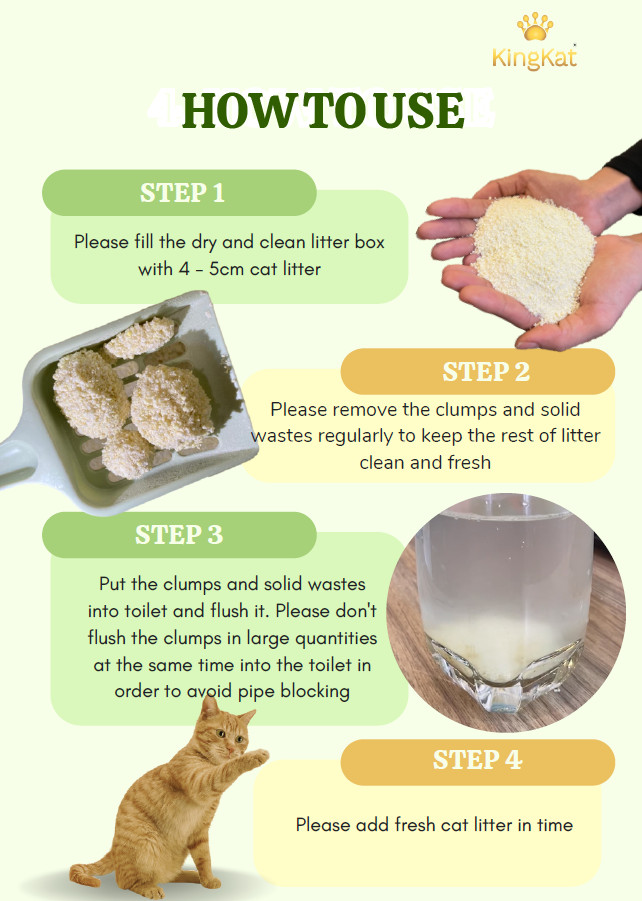 KINGKAT Eco-Friendly Cat Litter Cat Sand Natural Component from 100% Tapioca Starch/ Cassava Starch for Pet Supply & Protection