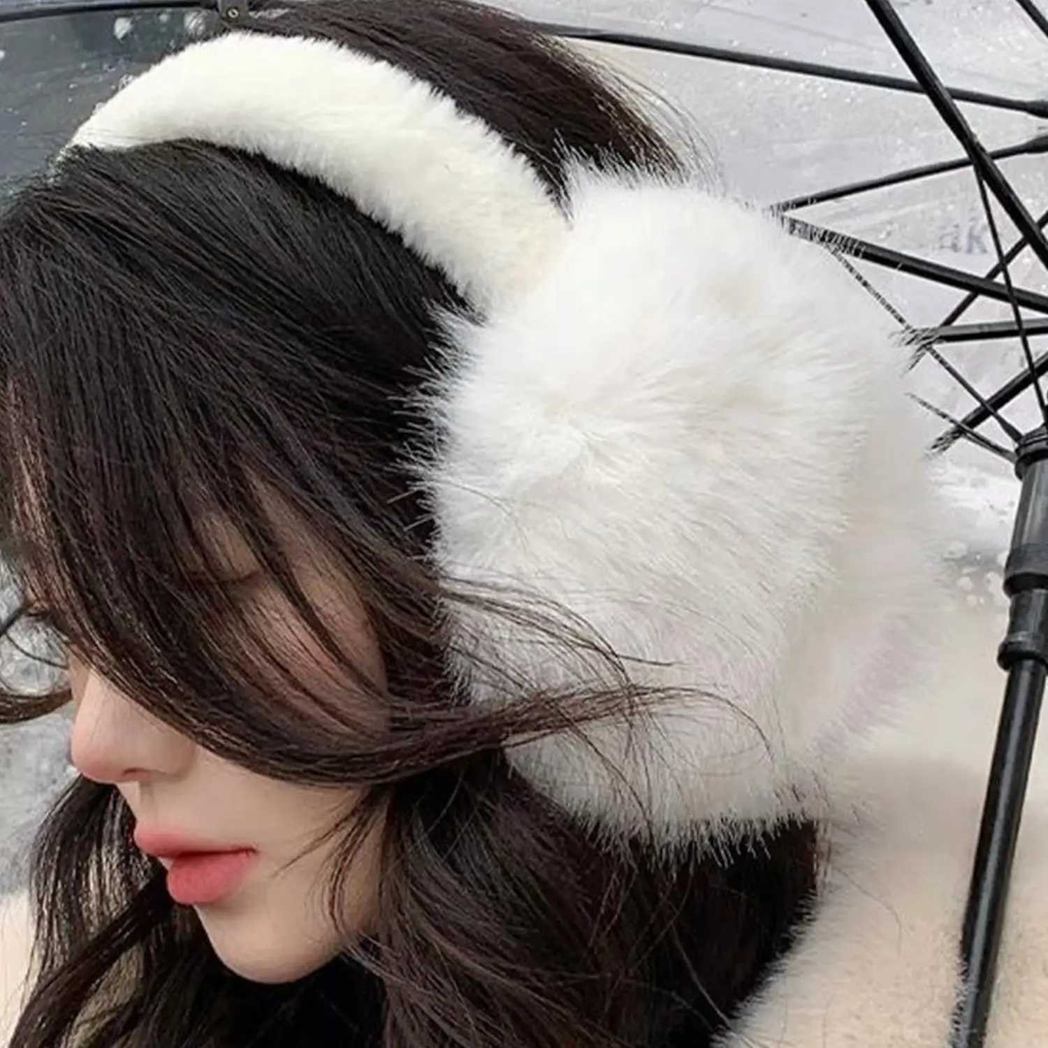 Plush Foldable Ear Muffs Autumn Winter Cold Protection Earmuffs For Women Men Fashion Ear Warmer Black White Adjustable EarflXJ241126