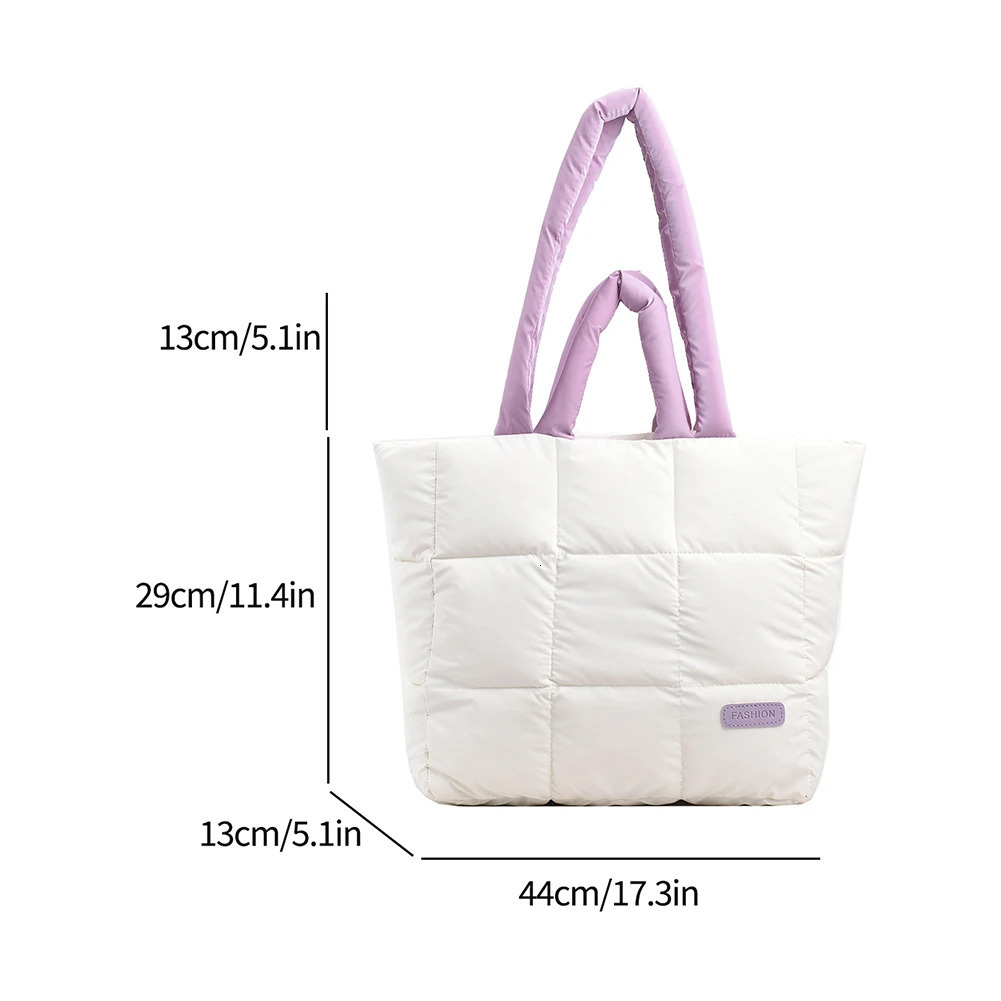 Women Shoulder Bags Fashion Large Tote Padded Handbags ner Quilted y Nylon Down Cotton Crossbody Bag Winter Purse 241125
