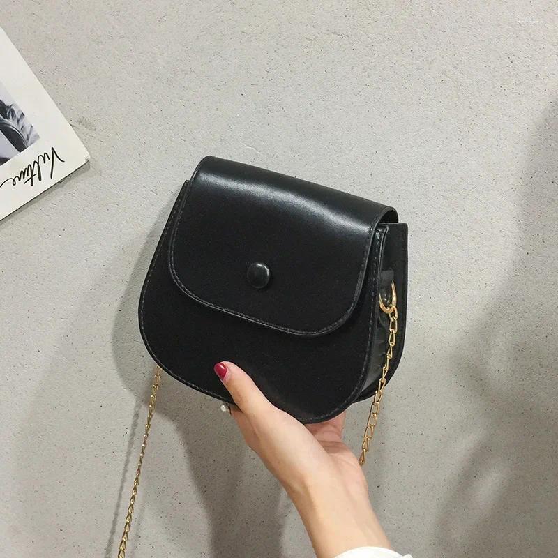 Totes Pu Women Bags Wild Solid Color Shoulder Simple Chain Fashion Ladies Diagonal Mini Retro Small zhanyishengli