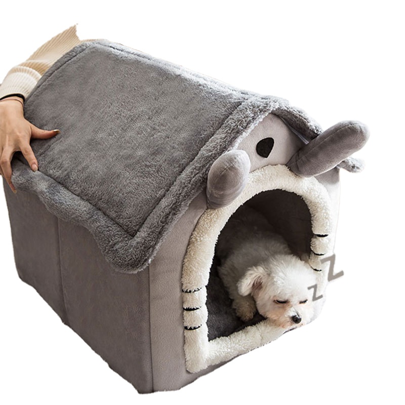 Indoor Dog House with Removable Cushion Enclosed Warm Printed Pet House for Puppies and Cats for inside Use